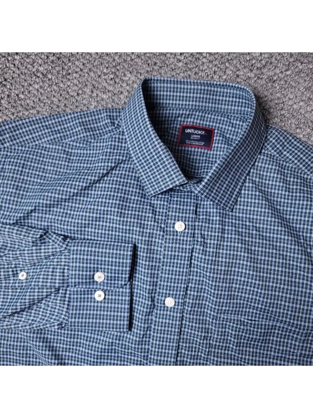 UNTUCKit Delune Shirt Mens L Large Relaxed Blue Button Long Sleeve